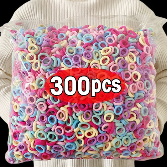 100/300/500 pcs Girls Colorful Elastic Hair Bands Ponytail Hold Hair Tie Rubber Bands Scrunchie Hair Accessories Bands for G…