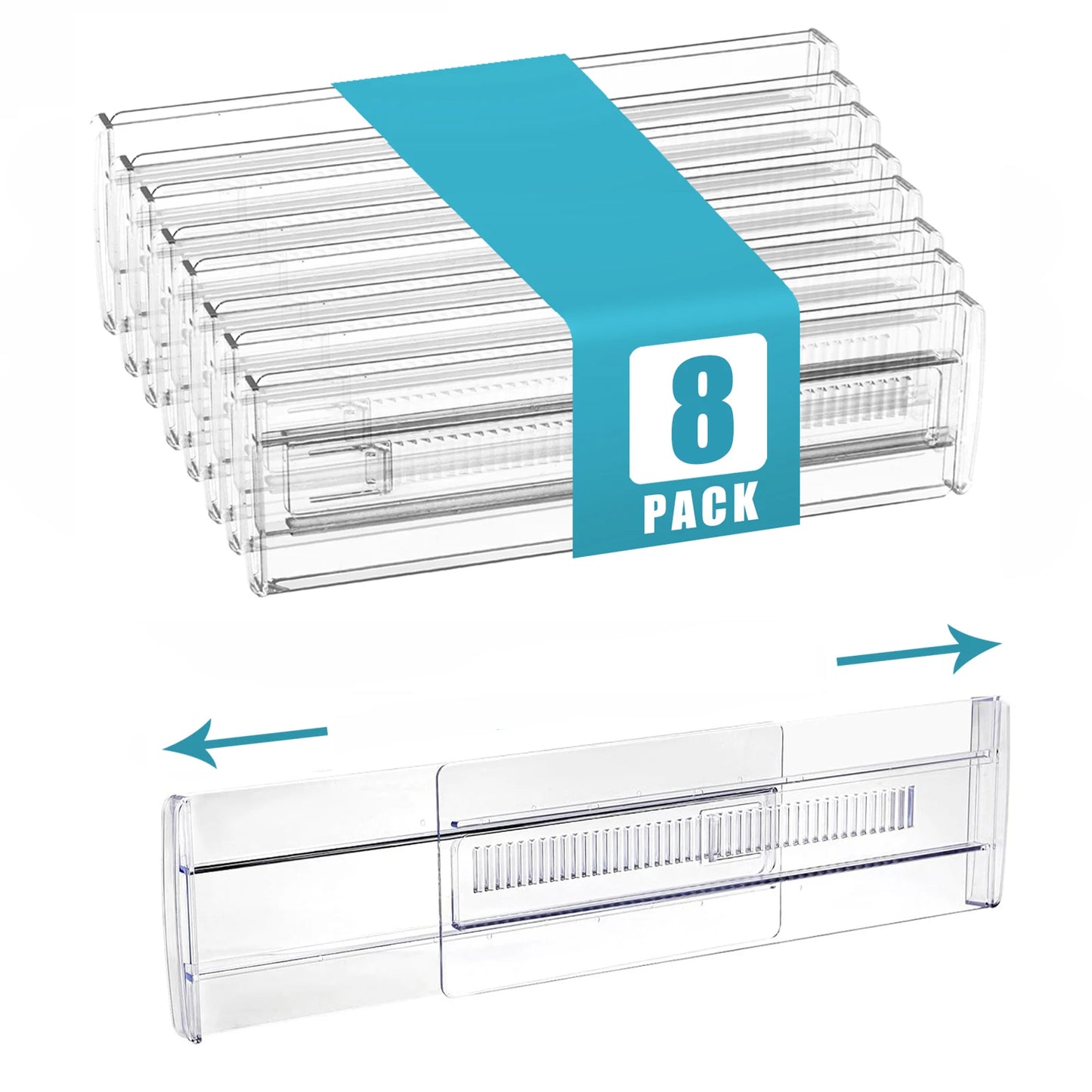 6/8/10/12-Pack Adjustable Drawer Organizers, Clear Expandable Dresser Organizers for Storing Clothes Kitchen Utensils - imag…