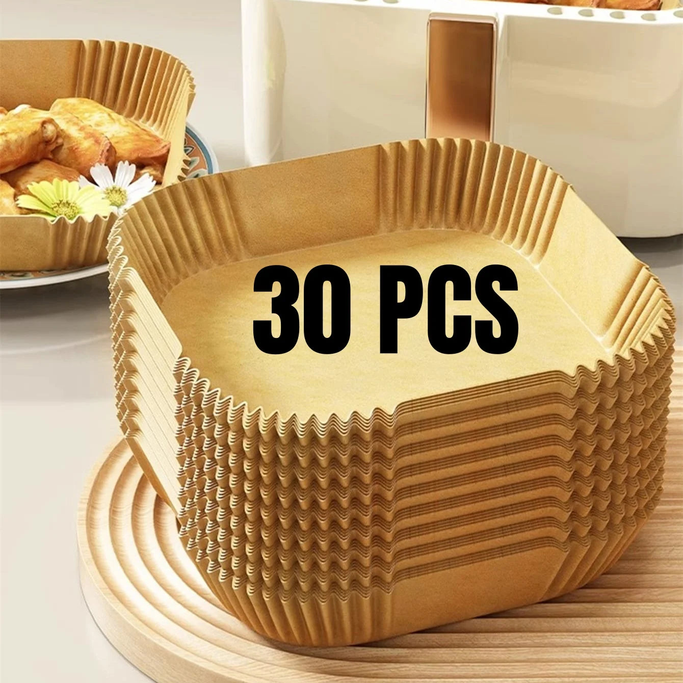 Air Fryer Paper Liners Disposable Oil-Proof Waterproof Baking Paper Round Square And Rectangle Parchment Kitchen Party Suppl…