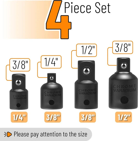 4PCS Impact Socket Adapter Reducer Set 1/2 3/8 1/4 inch Use Wrenches Drills in Auto and Impact Driver Construction Work - im…