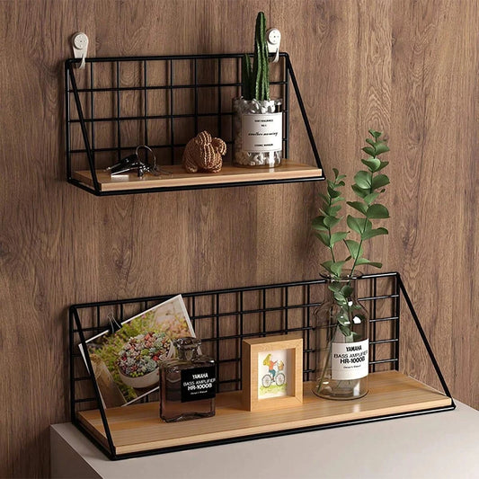 Wall Mounted Shelves Without Drilling Wood Hanging Shelf For Living Room Bedroom Storage Basket Wall Decoration Rack Organiz…