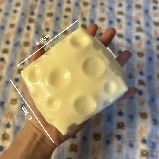 *-*Jumbo Cheese Cube Stress Ball Big Cheese Shapeable Squeeze Ball Non-Bounce Fidget Toy ASMR Sensory Anti-Stress Festival G…