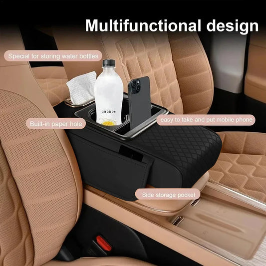 Auto Center Console Armrest Cushion With 2 Cup Holder Armrest Heightening Pad Auto Amrest Pillow Cover Pad for All Seasons -…