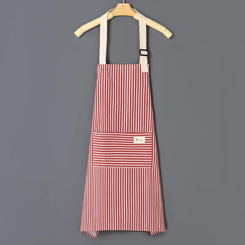 Cotto Linen Striped Apron With Thin Cotton Fabric Waistband For Stain Oil Resistance Coffee Overalls Apron Kitchen Accessori…
