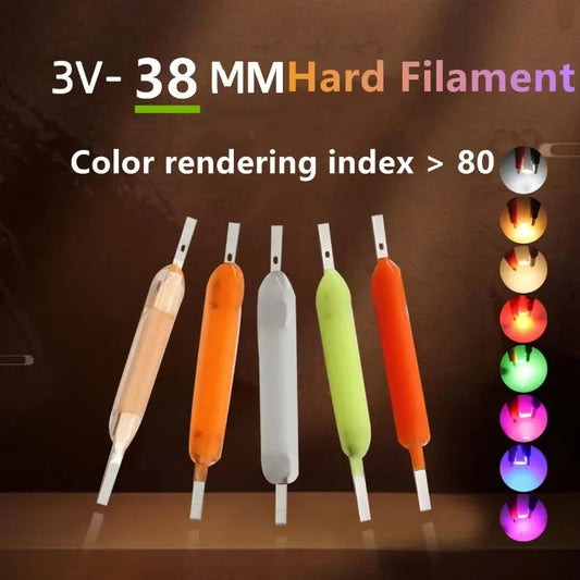 5~100PCS Per Box 3V 38mm LED Filament Multicolour COB Edison Bulb Lamp Incandescent Light Diodes Accessories Holiday Lightin…