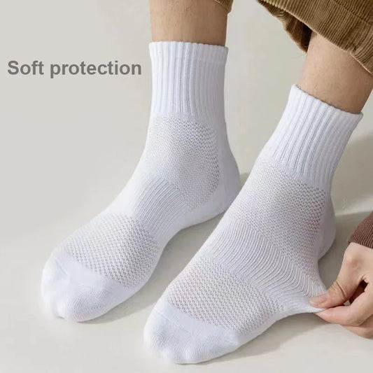 1pairs Socks Men's cotton deodorant winter towel bottom with velvet mid-tube white stockings thickened sports basketball soc…
