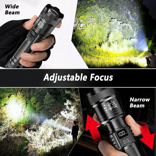 2000LM Ultra Bright P50 LED Flashlight Tactical EDC Emergency Spotlight Telescopic Zoom Handheld Torch with 14500/18650 Batt…