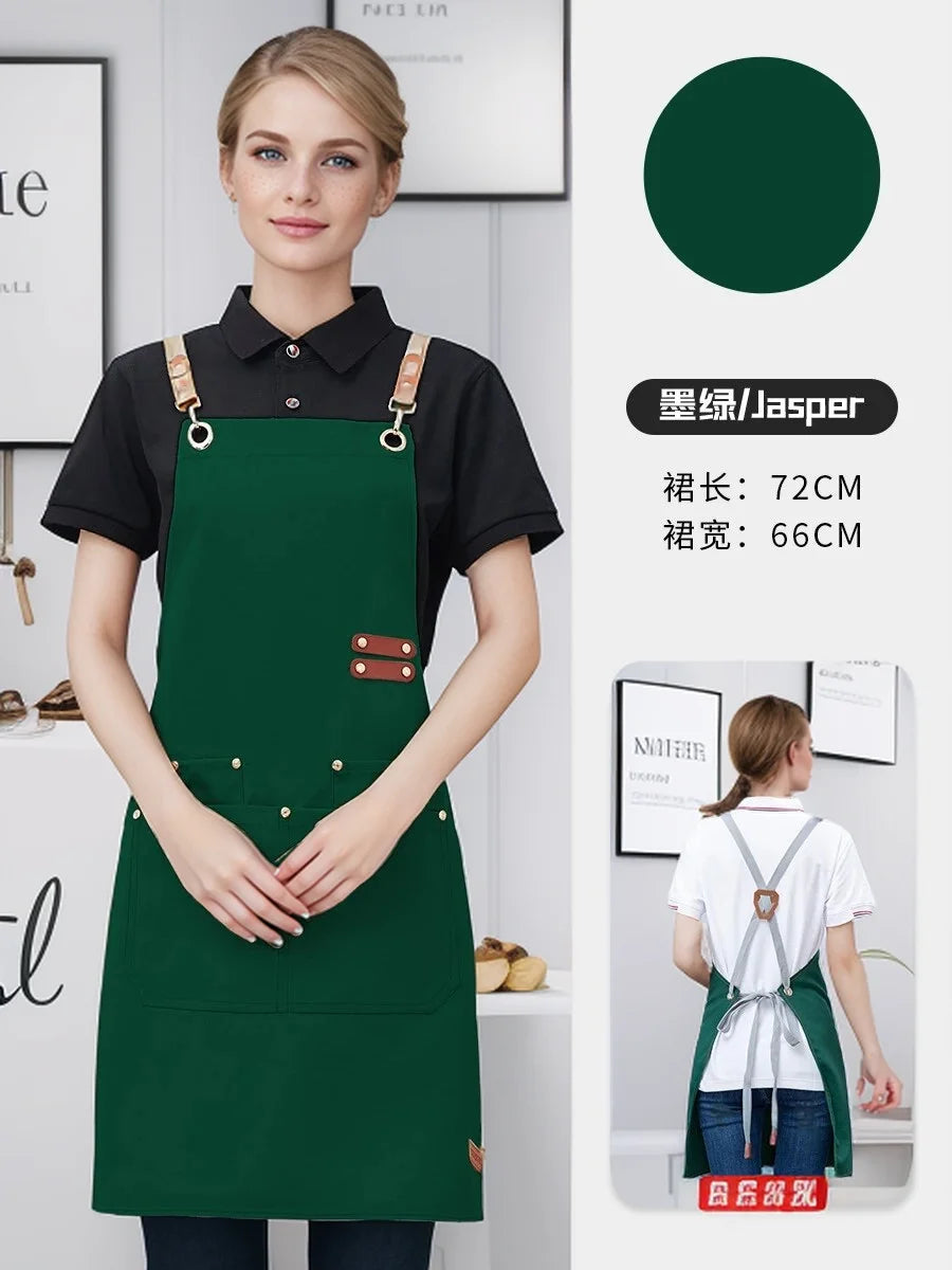 Waterproof Kitchen Apron Perfessional Kitchen Apron Restaurant Shop Waiter Work Uniform Women/Men With Pockets Cleaning Pina…