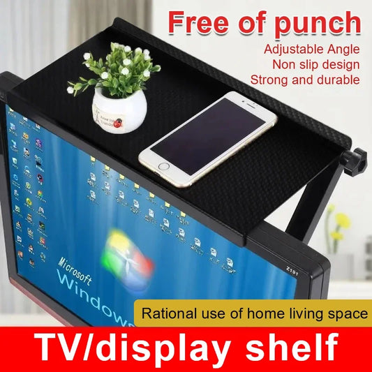 TV Screen Top Storage Shelf Adjustable Monitor Storage Rack Computer Desktop Display Stand TV Router Storage Rack Home Organ…