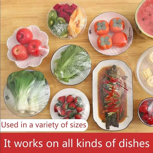 50 Pieces Disposable Food Cover Plastic Wrap Food Grade Fruit And Vegetable Plastic Bags Elastic Plastic Bags Kitchen Organi…