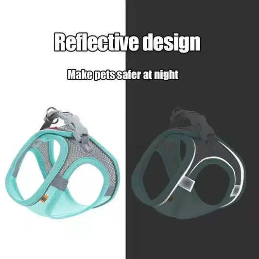 Cat Dog Harness Vest Chest Rope Set Reflective Breathable Adjustable Pet Harness for Small Medium Dogs Outdoor Walking - ima…