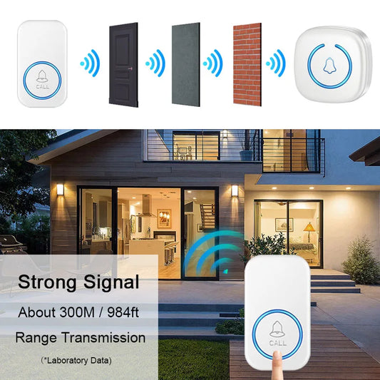 Wireless Doorbell IP44 Waterproof Smart Home Welcome Door Bell 300M Range 60Songs Intelligent Home Chime Bell Kit US/EU Plug…