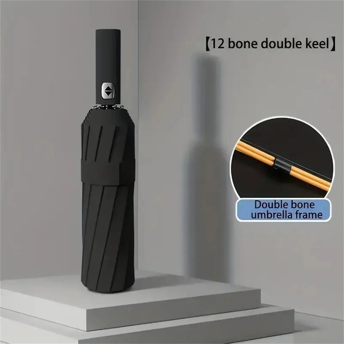 12 Bone Black Glue Fully Automatic Umbrella With Thick And Durable Keel Three Fold Umbrella UV Resistant Folding Umbrella -…