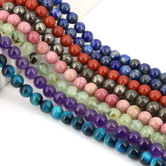 Natural Stone Beads Blue Tiger Eye Crystal Amethyst Rose Quartz Gemstone Bead for Jewelry Making Bracelet Necklace 4/6/8/10M…
