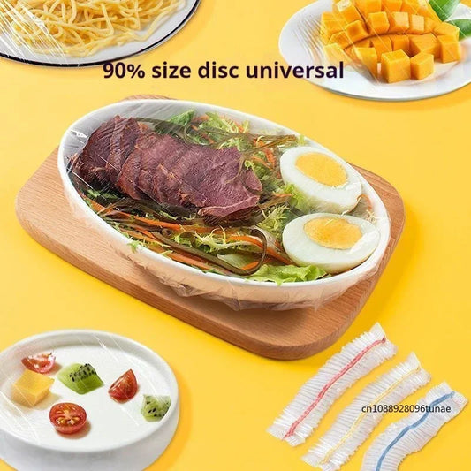 100PCS Colorful Food Cover Refrigerator Fresh-keeping Bags Food Grade Packaging Bag Reusable Kitchen Cling Film Transparent…