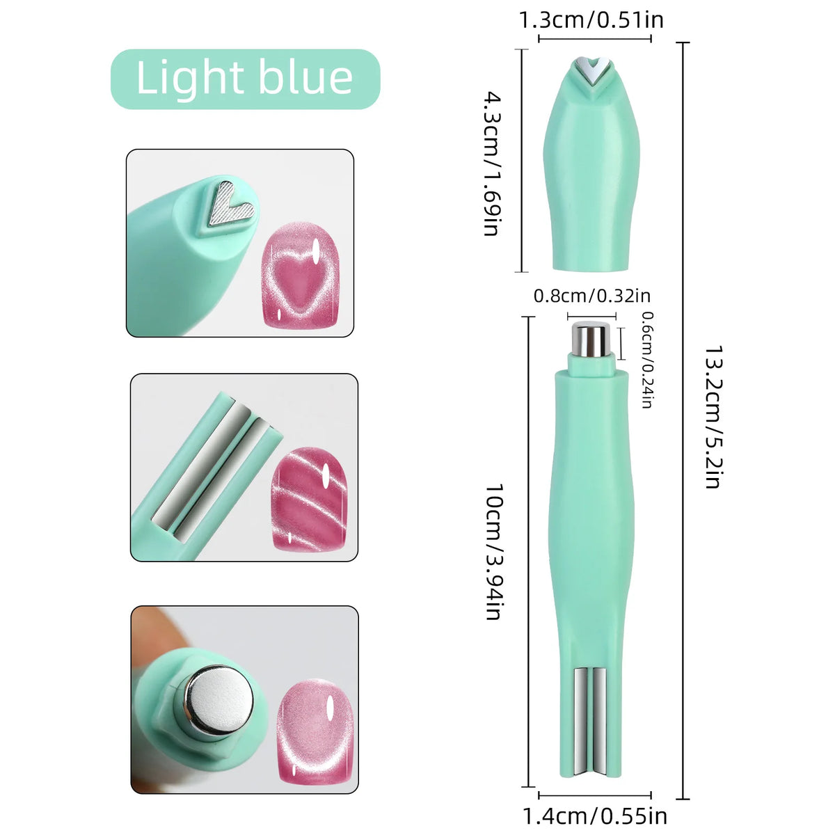 1Pcs 3-In-1 Heart Shape Cat Eye Nail Art Magnet Double Line Moon Snake French Magnet Pen for Magnetic Gel Polish Manicure To…