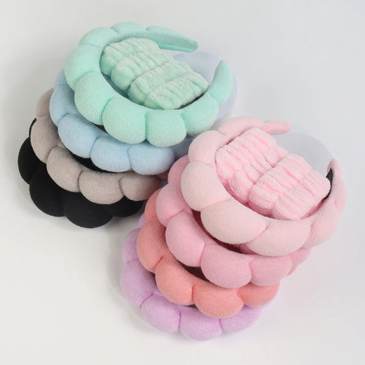1/3Pcs Fashion Microfiber Washing Wristbands Scrunchies Puffy Headband Spa Bubble Headband for Washing Face Makeup Shower Sk…