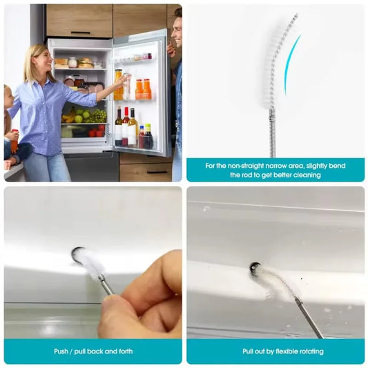 Refrigerator Drain Dredge Brush Water Dredging Tool Water Tube Cleaning Coil Cleaning Set Long Flexible Refrigerator Scrub B…