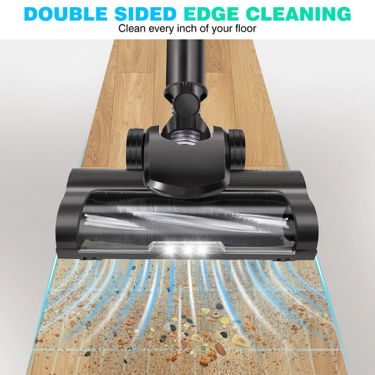 6-in-1 Cordless Vacuum 550W 45KPA|2 Batteries|LED Display|Self-Standing|Pet Hair/Carpet/Hard Floor (Black) - image 2