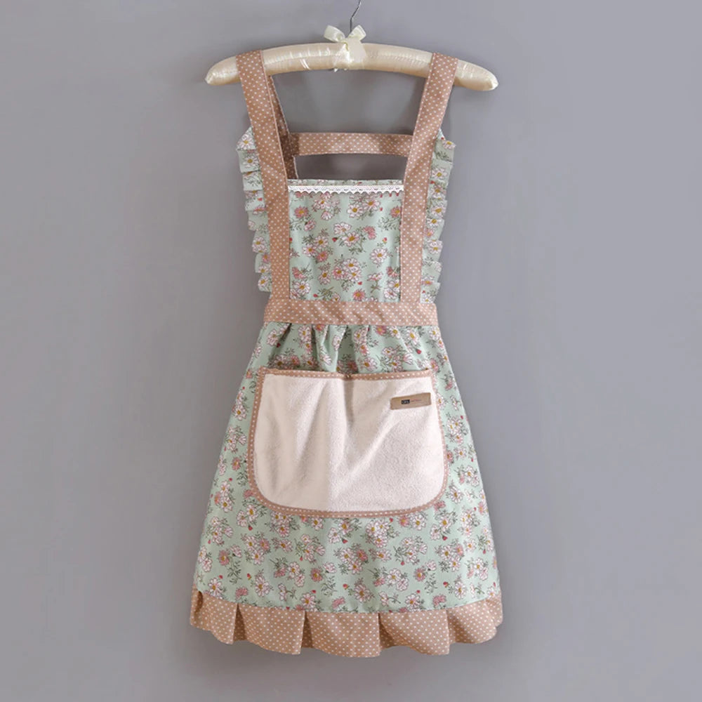 1 Piece For Women's Floral Home Apron With Pocket, Adjustable Apron For Kitchen, Cooking, Baking, Grilling, Chef's Apron - i…