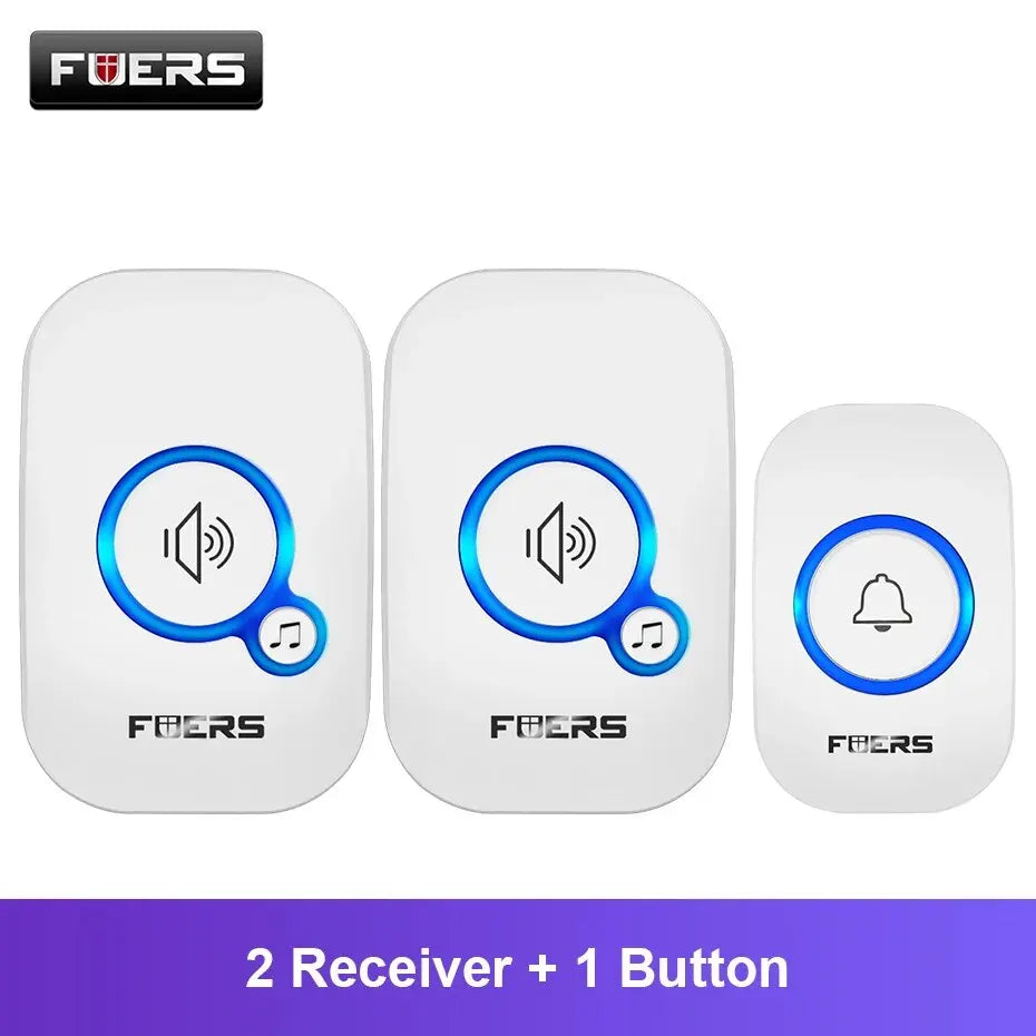 Fuers Wireless Doorbell Waterproof Door Chime Kit Welcome Chime Home Door Bell Intelligent 32 Songs Melodies Sound And LED -…