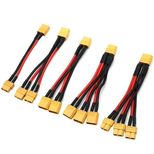 XT60 Parallel Battery Connector Male/Female Cable Dual Extension Y Splitter/ 3-Way 14AWG Silicone Wire for RC Battery Motor…