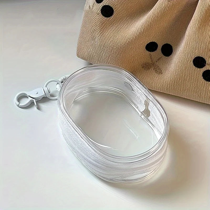 Portable Mini Clear Zipper Storage Bag - Space-Saving Organizer for Earphones & Chargers, Versatile with Handy Keychain Loop…