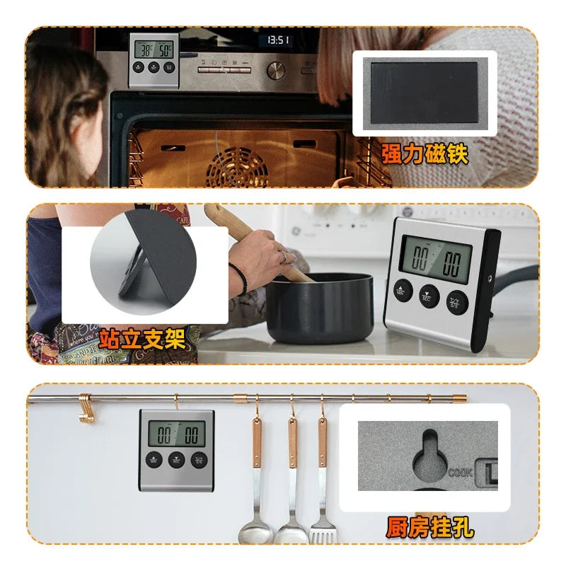 Wireless Digital Food Thermometer with Remote for Kitchen Oven BBQ Grill - Manual Set Temperature Probe Meat Timer - image 6