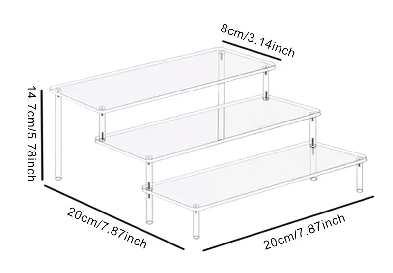 1-4 Tier Acrylic Display Stand Durable Display Rack For Cupcake Perfume Doll Transparent Trapezoidal Blind Box Storage Shelf…