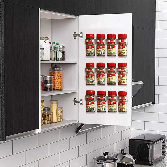 2pcs Grey Plastic Kitchen Jar Rack Wall-Mounted Adhesive Seasoning Bottles Holder Spice Bottle Holder Tool Kitchen Storage R…
