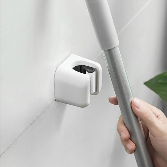 1/4pcs Wall Mounted Mop Clip Holder No-Punching Mop Brush Broom Hanger Rack Kitchen Bathroom Organizer Holder Hook Accessori…