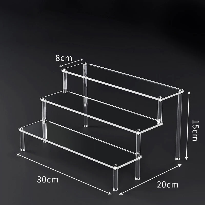 1-5 Tier Acrylic Display Risers Clear Shelf Doll Clay Figurine Display Stand for Desserts Perfume Organizer Showcase W-10 -…