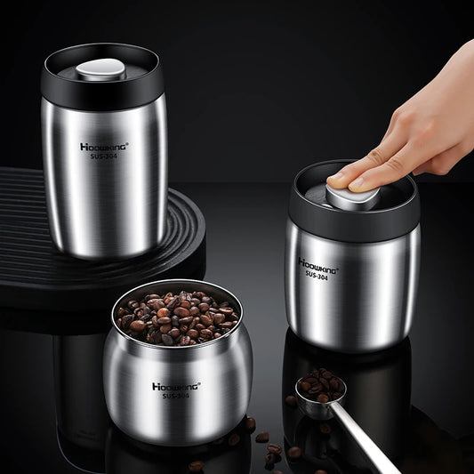 Vacuum Sealed Tank Coffee Bean Storage Tank Household 304 Stainless Steel Food Storage Jars Moisture-Proof Sealed Container…