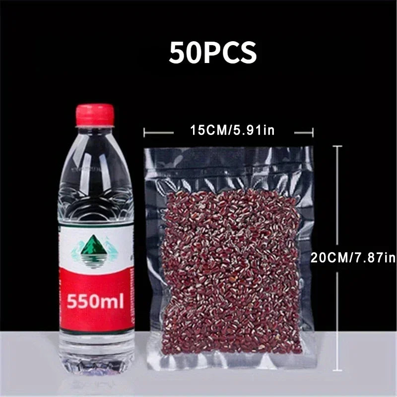 50pcs/Lot BPA-Free Food Vacuum Plastic Sealing Bags Food Preservation Sealed Bag Household Reusable Vacuum Sealer Bag - imag…
