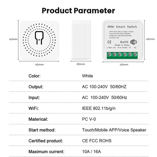 Mini 16A WiFi Switch Smart Life App 2 Way Control Smart Home Automation Module Interruptor Work for Alexa Google Home - imag…
