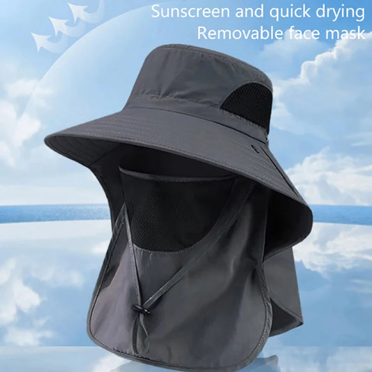 Summer Sun Hats UV Protection Outdoor Hunting Fishing Cap For Men Women Hiking Camping Visor Bucket Hat Neck Flap Fisherman…