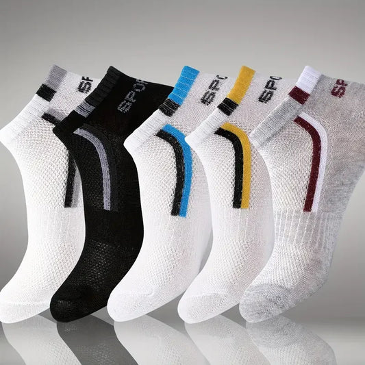 30Pairs Men Socks Mesh Breathable Short Casual Socks Color-block Sports Sock Sports Socks Absorb Sweat Ankle - image 2