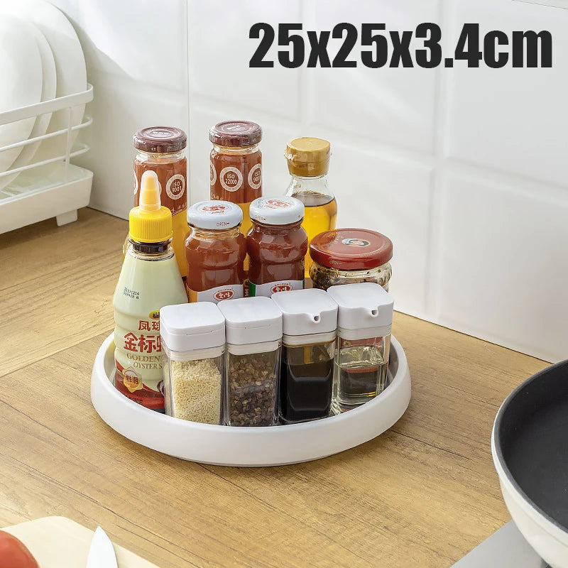 1/4Pcs 360 Rotatable Anti Sliding Kitchen Condiment Rotatable Storage Rack Tableware Cabinet Round Multi Functional Storage…