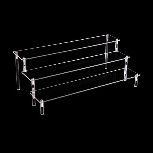1-4 Tier Acrylic Display Stand Durable Display Rack For Cupcake Perfume Doll Transparent Trapezoidal Blind Box Storage Shelf…