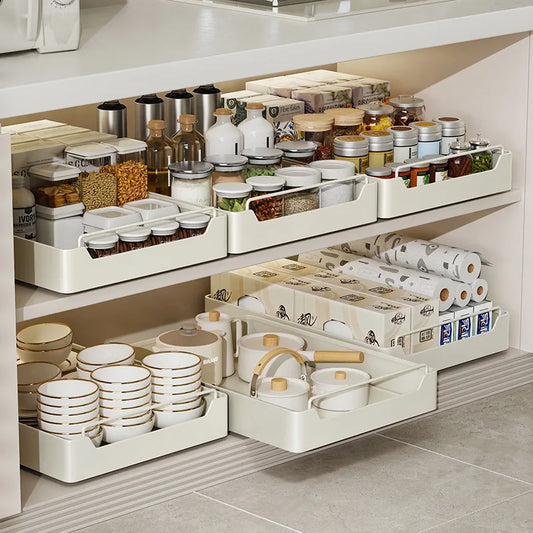 Kitchen Storage metal holdetr with Slide Rails Pull-out Drawer Storage Tray Spice Storage Rack Cabinets Organizer - image 2