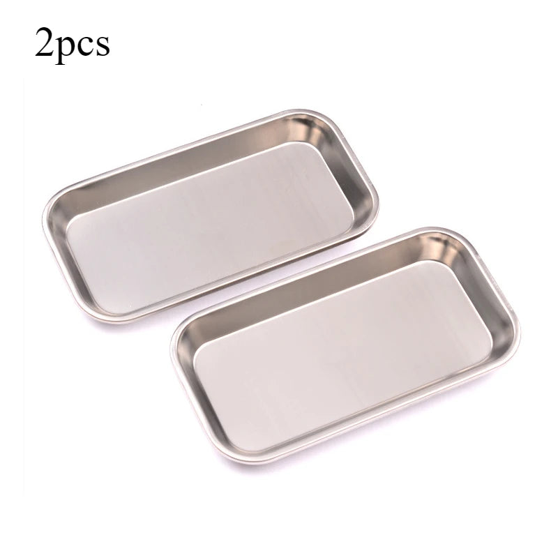 1/2pcs Kitchen Tray Stainless Steel Square Storage Tray Dental Medical Tool Nail Tattoo Dental Medical Device Supplies Tray…