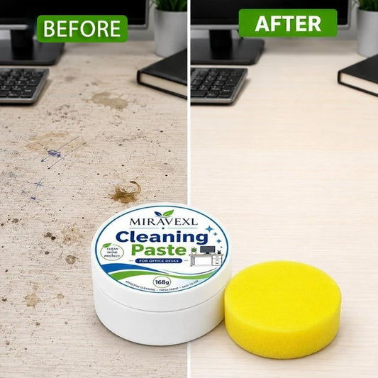 Office Desk Cleaning Paste with Sponge, Multi Surface Stain Cleaner Furniture Polish Cream for All Wooden Plastic Office Des…