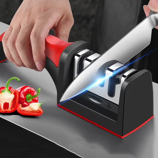 4-Segment Knife Sharpener Knife Sharpeners for Kitchen Knives Stainless Steel Three-Purpose Sharpening Stone for Kitchen Too…
