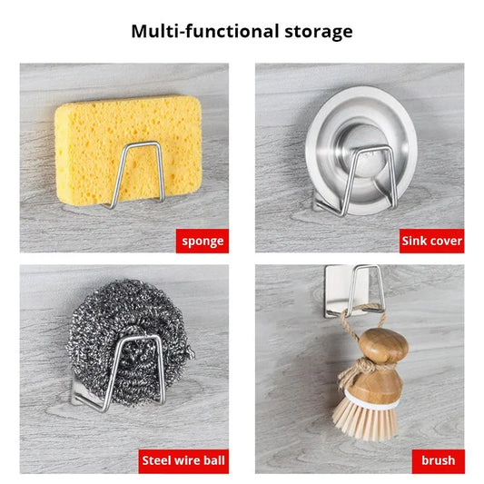 1pc Stainless Steel Sink Sponge Rack For Sponge Steel Wire Ball Draining Paste The Inner Wall Of The Sink Kitchen Supplies -…