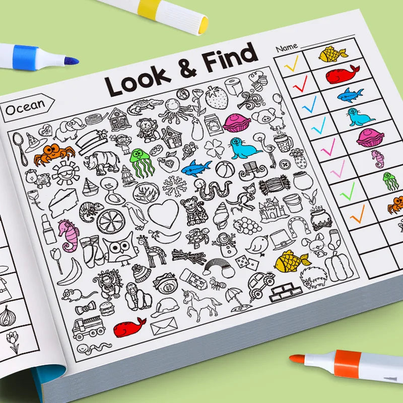 Children's Search for Items Game, Enhance Visual Perception, Fun Coloring Book, Focus and Attention, Handwriting Exercise Bo…