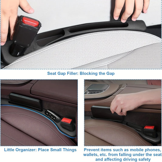 2pc Car Seat Gap Filler Organizer Pu Waterproof Car Seat Gap Plug Strip with 2 Grooves Seat Gap Storage Auto Interior Access…