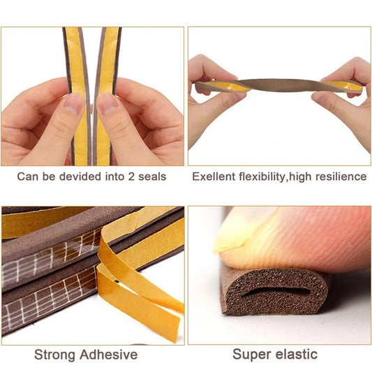 5M/10M Door Window Seal Strip DIEP Self-adhesive Acoustic Foam Sealing Strip Tape Insulation Windproof Rubber Weatherstrip -…