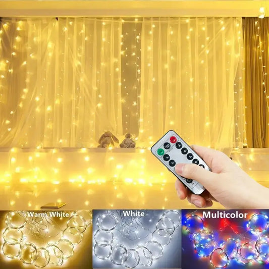 3/4/6m Curtain LED String Lights Garland USB Festoon Remote Control Fairy Garland Lights Christmas Decoration for Bedroom Ho…