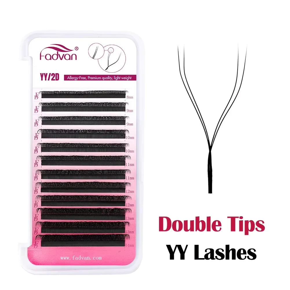 FADVAN YY Eyelashes Extension 2D/3D Faux Mink L+/L/LU(M)/C/D/DD 8-15mm Black/Brown Premade Fan Lashes Extension Makup Tools…