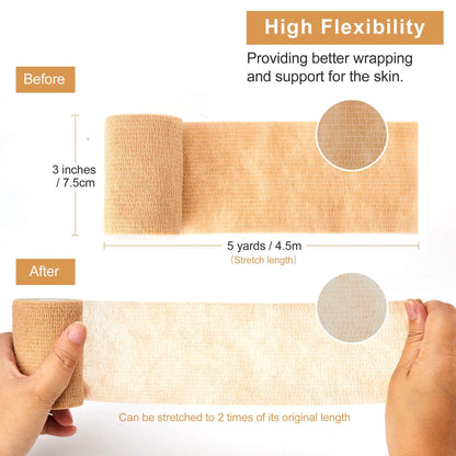10/1Rolls Medical Adhesive Bandage Elastic Breathable Sports Self Adhesive Tape Beige Wrap Finger Tape For Wrist Ankle First…